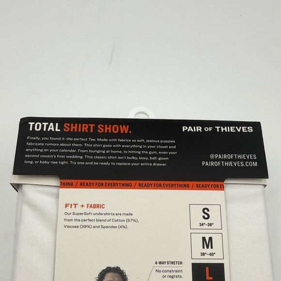 2 packs- Pair of Thieves-Classic Tee - White- 2 count- Size Large - Picture 7 of 8